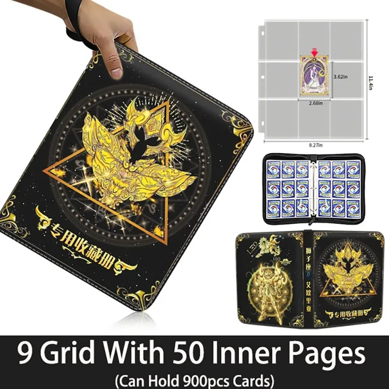 Saint Seiya Card Binder Collector Book Folder 4/9 Pocket Zipper Anime Trading Game Card Album Holder with 50 inner Pages