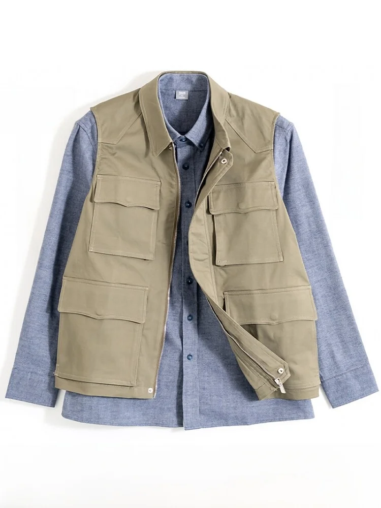 

Spring Fishing Vest for Elderly Men Multi-Pocket Dad's Spring Fashionable Urban Casual Loose Fit Cotton Blend Vest