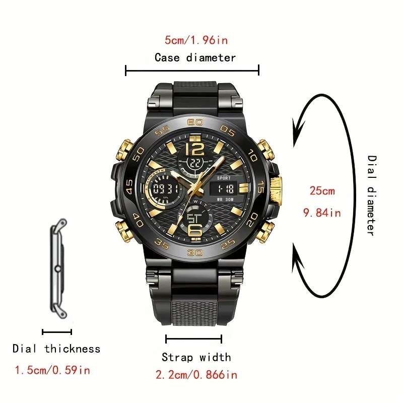 Men's Dual Display Digital Military Style Watch with Alarm Clock and Timer - Perfect for Students and Outdoor Activities