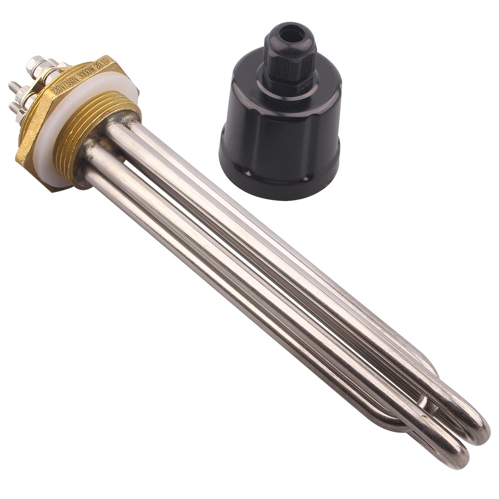 DN32 Chủ Đề Kháng Điện Làm Nóng Sus304 Cho Ngâm Nước AC220v 380V Pha Nóng 3KW 4.5KW 6KW 9KW12KW