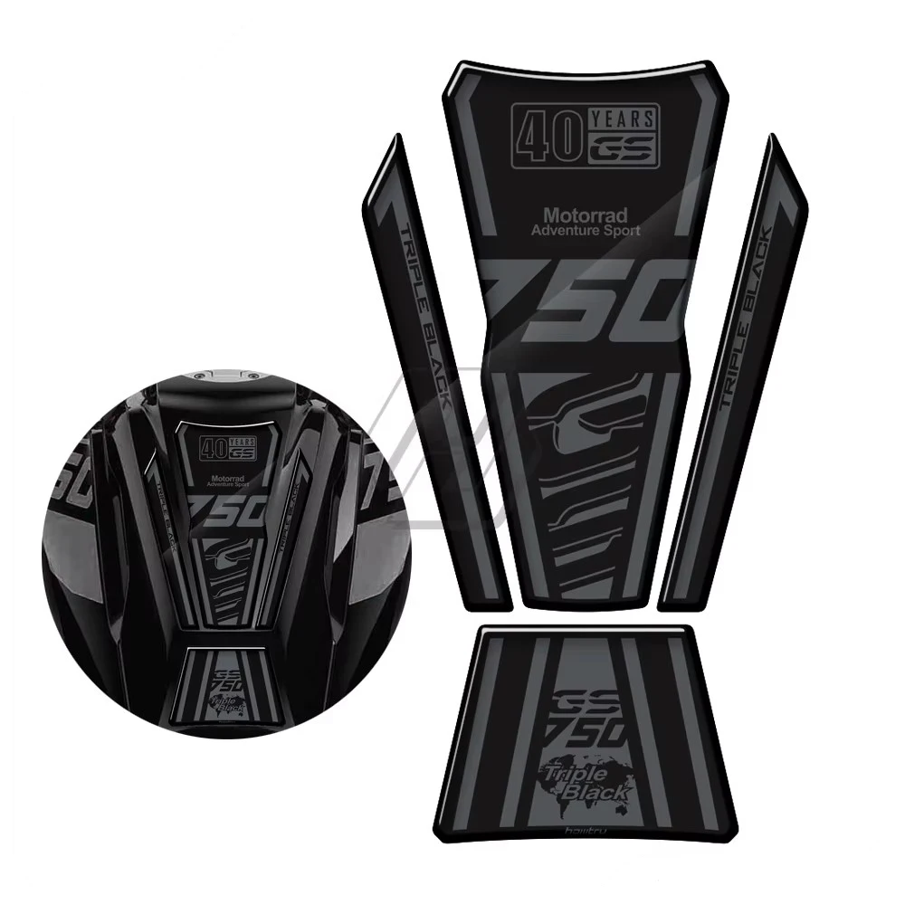 

3D Resin Motorcycle Gas Tank Pad Protector Case for BMW Motorrad F750GS 40 Year Triple Black Edition