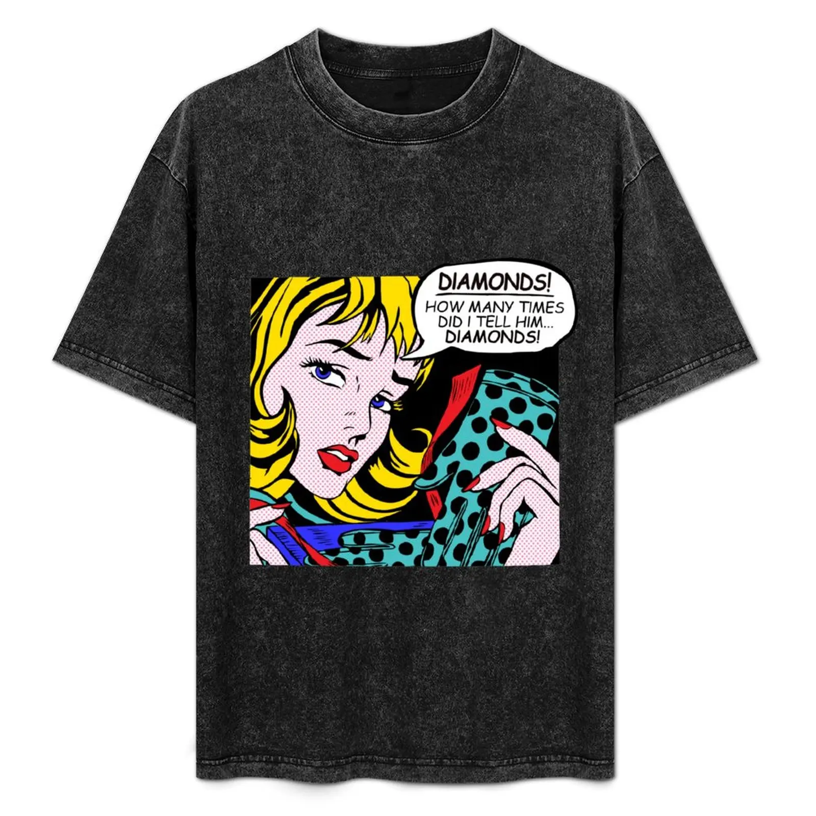 

Roy Lichtenstein Comic Art - Girl with Gloves T-Shirt Basic Breathable Solid Color T-Shirt