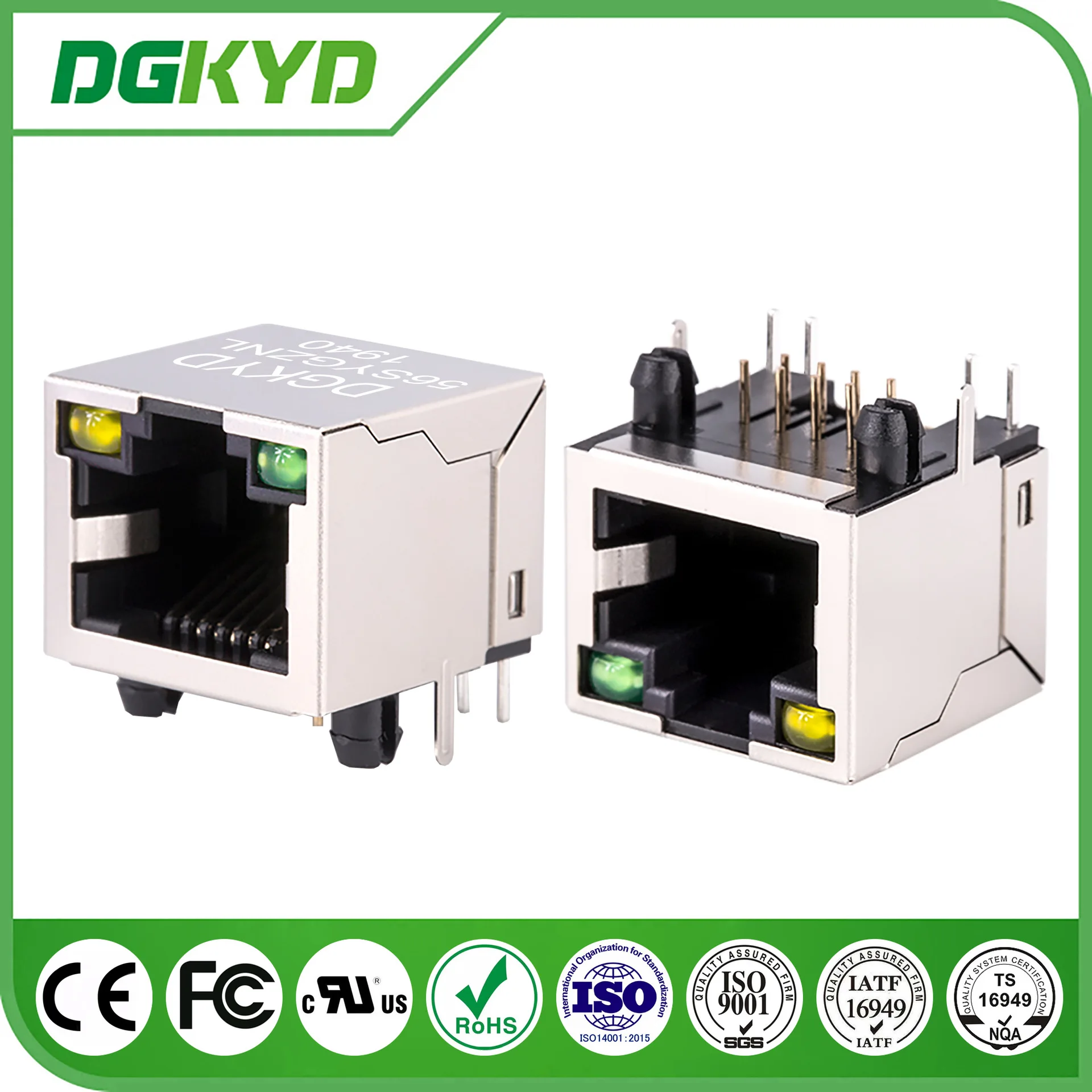 For horizontal RJ45 network socket 8P8C single port with light with shielded connector DGKYD-56SYGZNL