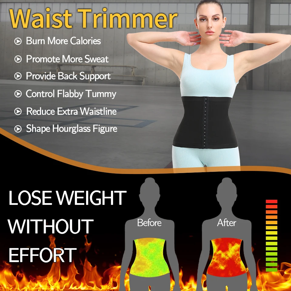 Waist Trainer Strap Premium Sauna Wrap Womens Shaper Weight Loss Waist Trimmer Fitness Sweat Workout Slimming Belt Belly Cincher