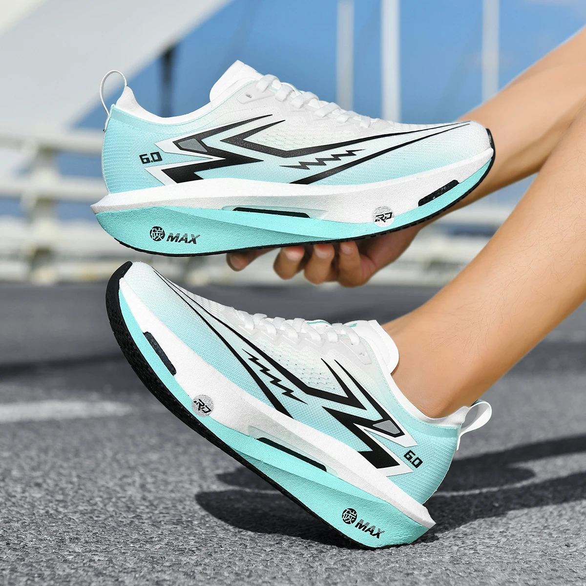 Sepatu Lari Pelat Karbon Profesional untuk Maraton, Ringan, Empuk, Bernapas, Sneakers Olahraga