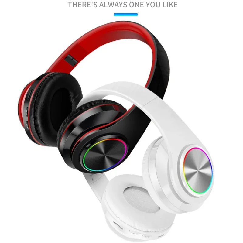 B39 Headphone Bluetooth Wireless Headset Led Mono Hifi Bass Stereo Music Gaming Microphone Support Sd Card Foldable Earphone