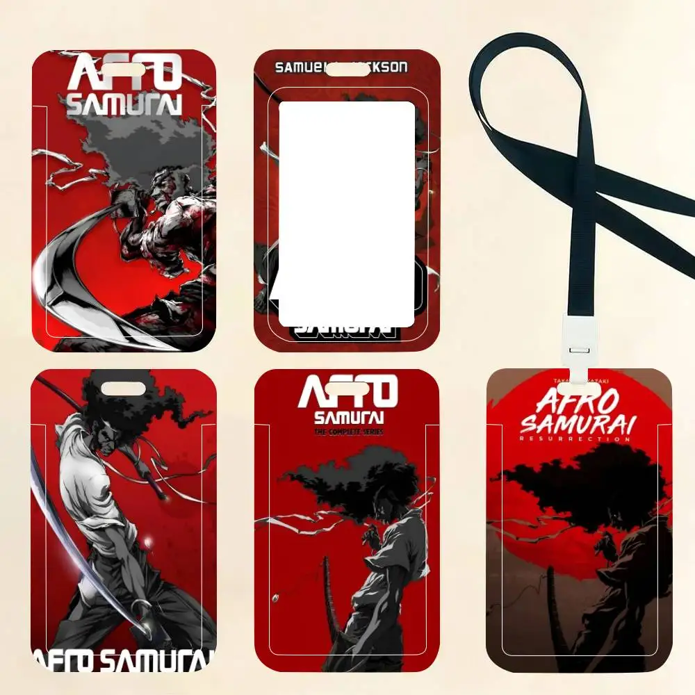 Afro Samurai ID Card Holder Neck Strap Pendant Door Badge Holder Lanyards Keychain Work Credential Case Gift