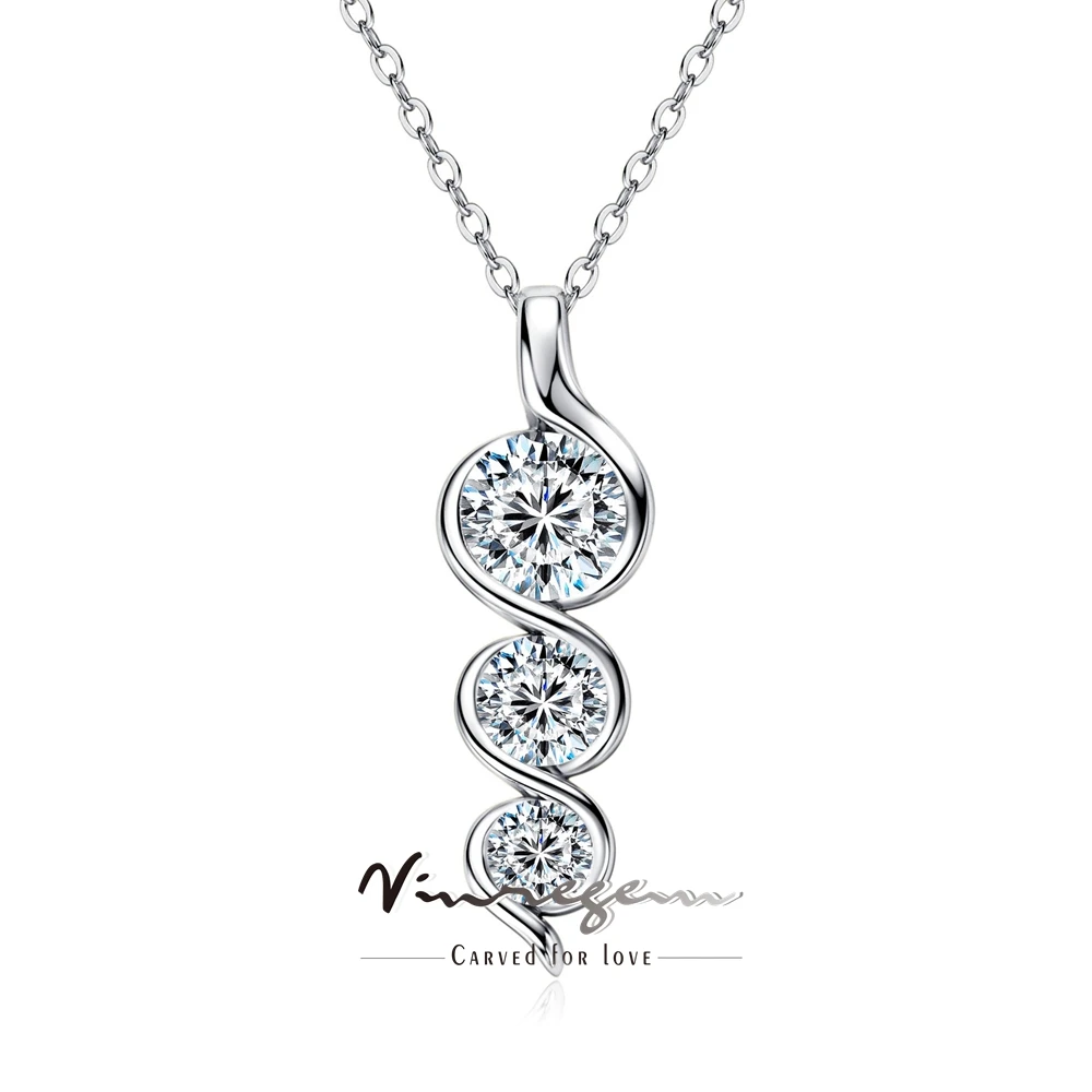 

Vinregem Pass Test 3EX VVS1 D 0.3-1CT Real Moissanite Diamond Gemstone Fashion Pendant Necklace 925 Sterling Silver Fine Jewelry