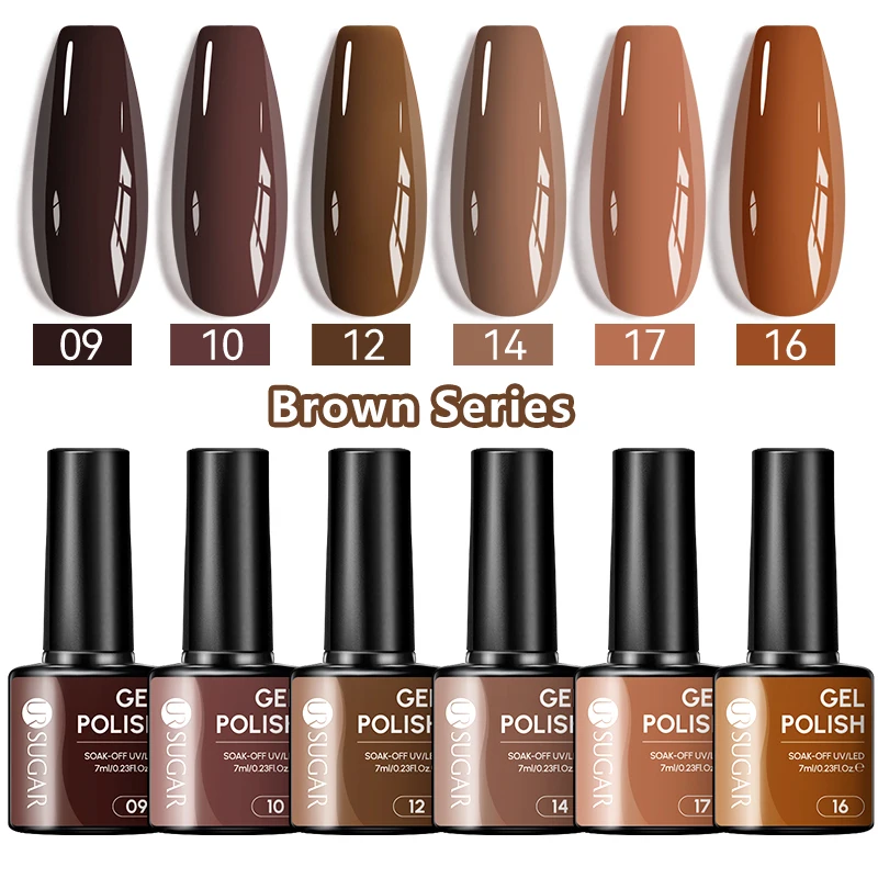 UR SUGAR 7ML Brown Nail Gel Polish Semi Permanent Gellack Nail Art Salon Glitter Soak off UV LED Gel Varnish Manicure NailSupply