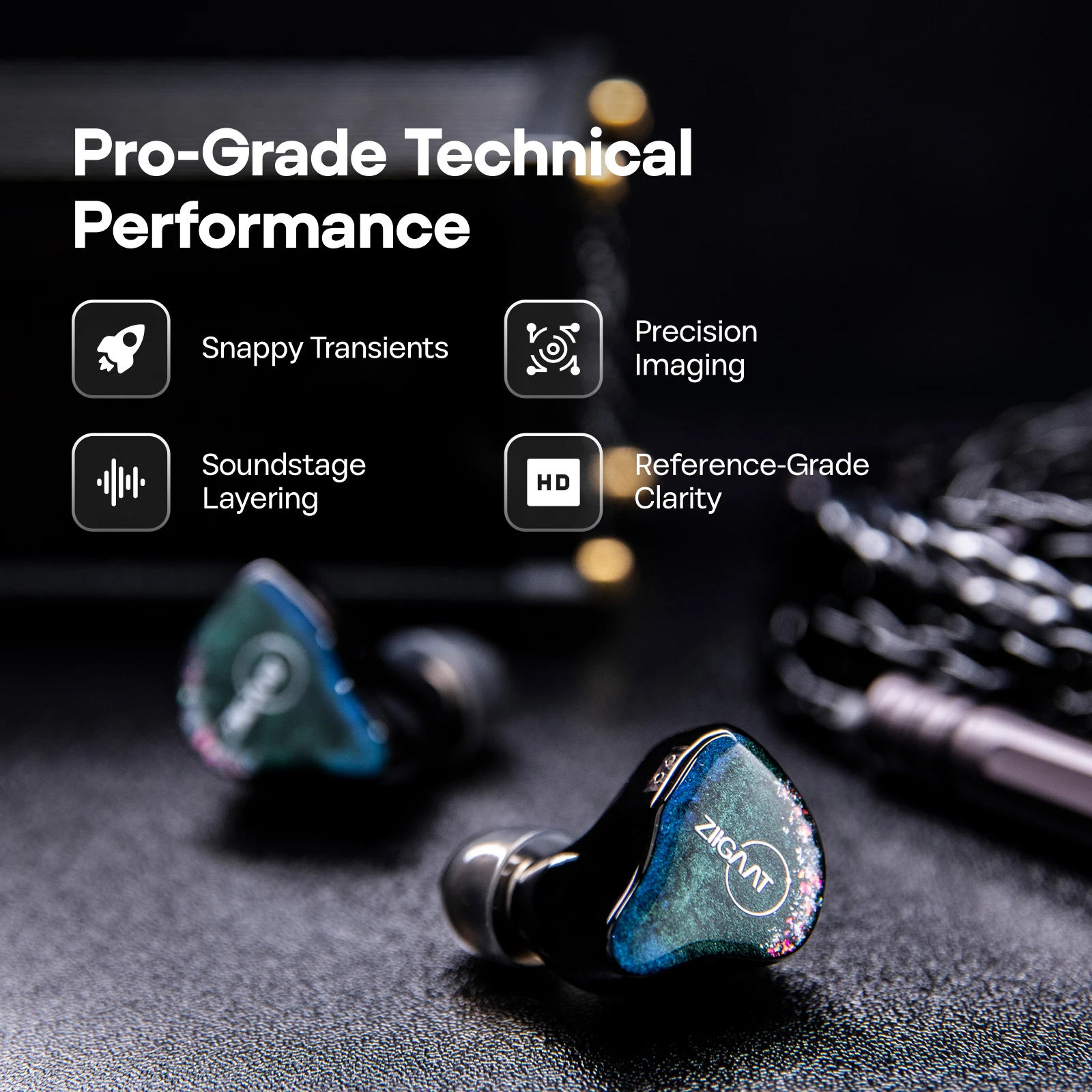 Linsoul ZiiGaat Luna 6BA Studio IEM مراقب سماعة Hifi عالية الجودة مصنوعة يدويًا مع كابل قابل للتبديل ثنائي الدبوس لعشاق الصوت