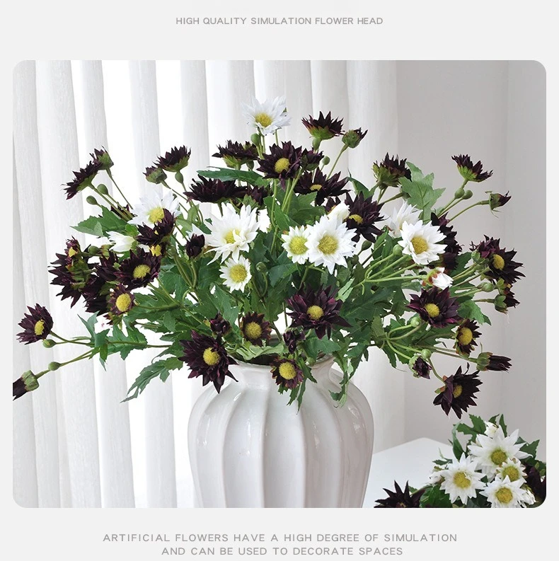 10 Stück Simulierte Wilde Chrysanthemen-Zweige Seiden-Kunstblumen DIY Hochzeitsdekoration Strauß Rosa Gänseblümchen Künstliche Blumen – Detail 20