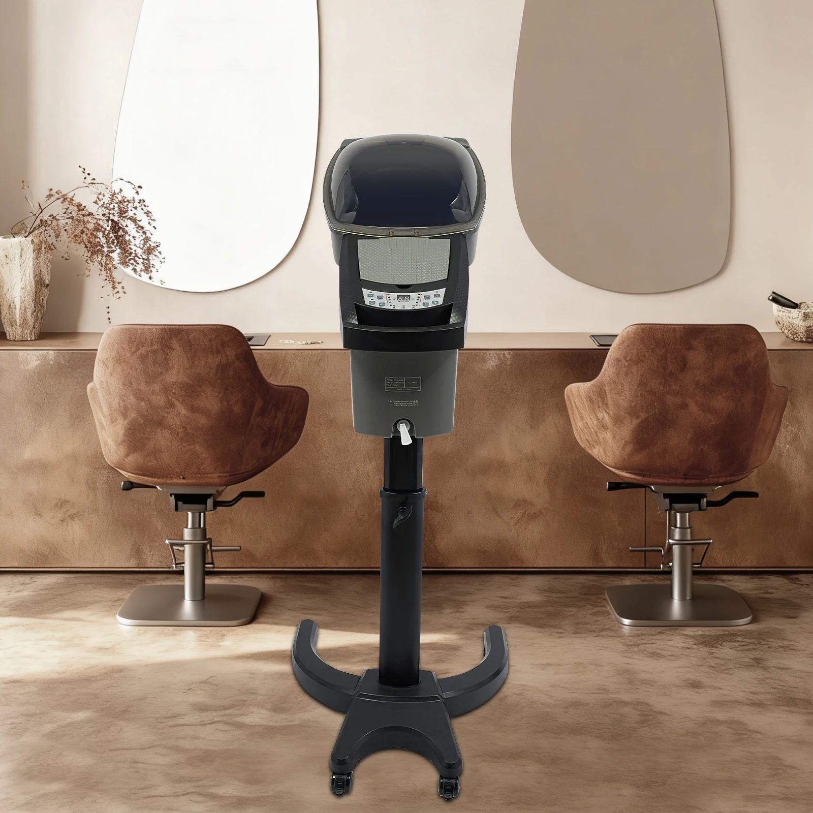 Standing Hair Steamer 700w Ozone Mist Hair Care Machine 7 Color LED Adjustable Height Hair Moisturizing Steamer with 1700ml Water Tank for Barber Shop Hair Spa Care