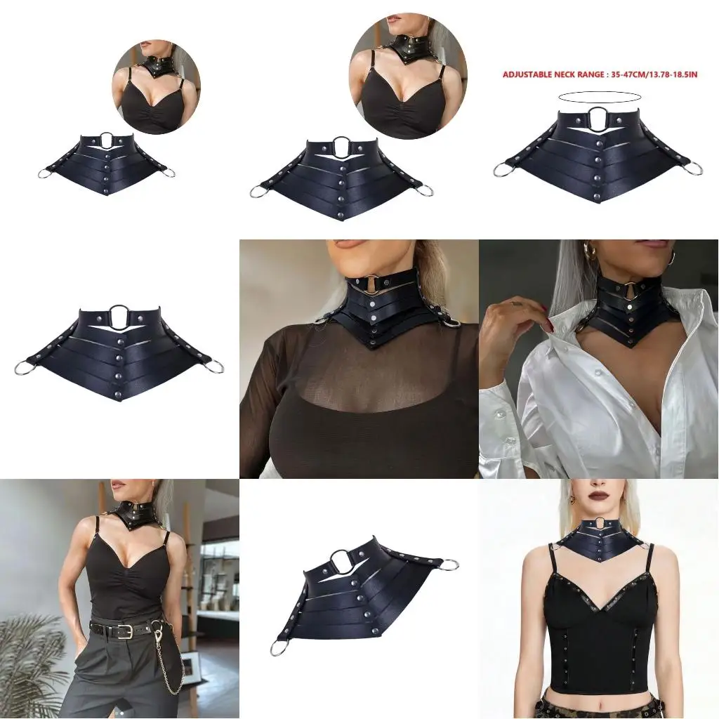 Adjustable O Ring Bows Tie Necklace Vintage Goth Punk Choker for Parties