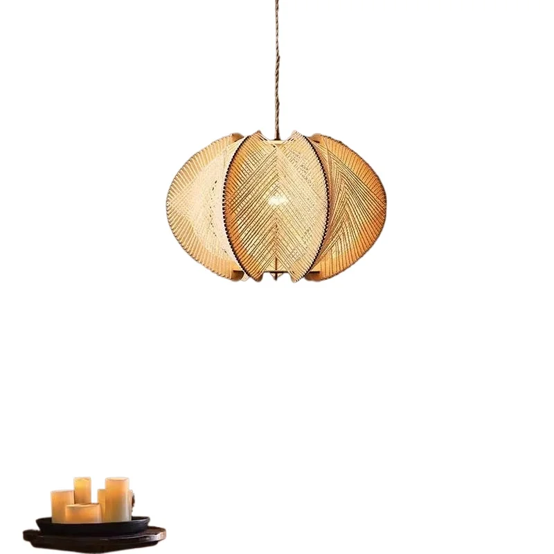 

Japanese-style wabi-sabi wind rope woven solid wood small chandelier South East Asia B & B retro style nostalgic handmade