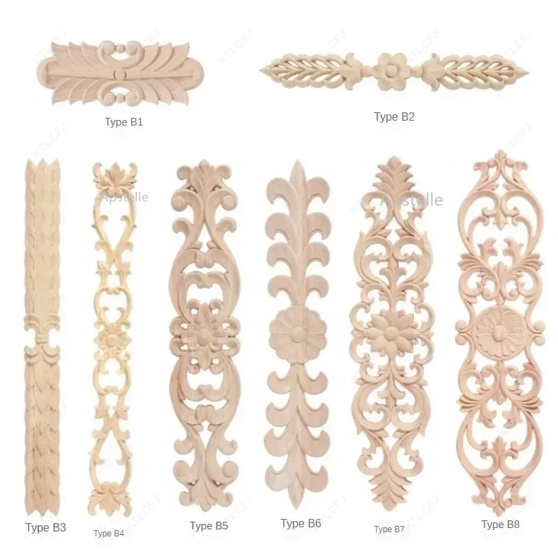 Antique Onlays Moulding Wood Decals for Wall Wooden Appliques for Furniture Home Decoration Accessories Wood Figurines for Decor