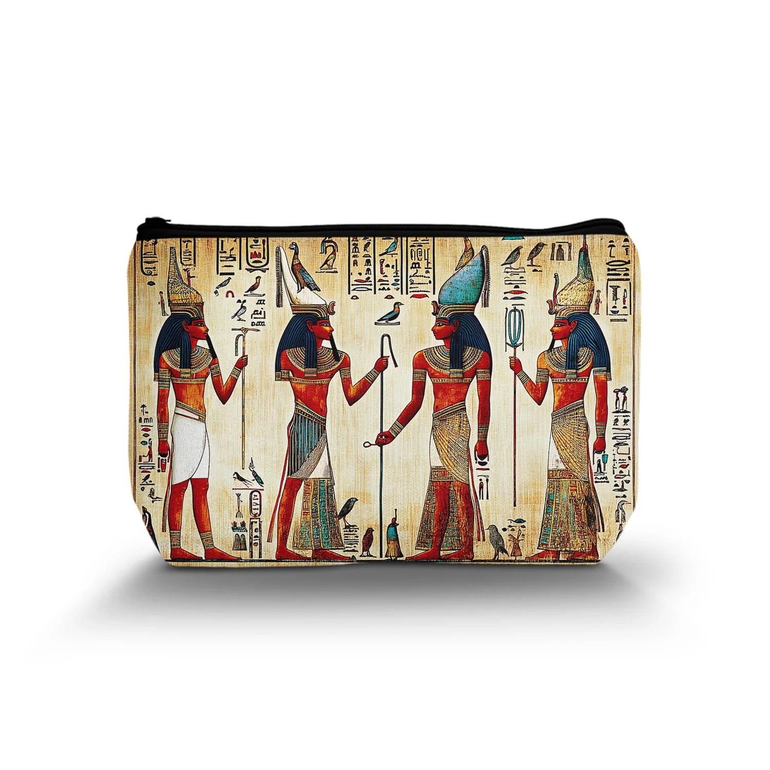 1Pc Egyptian Gifts Makeup Cosmetic Bag Ancient Egypt Mythology Egyptian Pharaoh God Hieroglyphs Makeup Gift For Egyptian Egypt