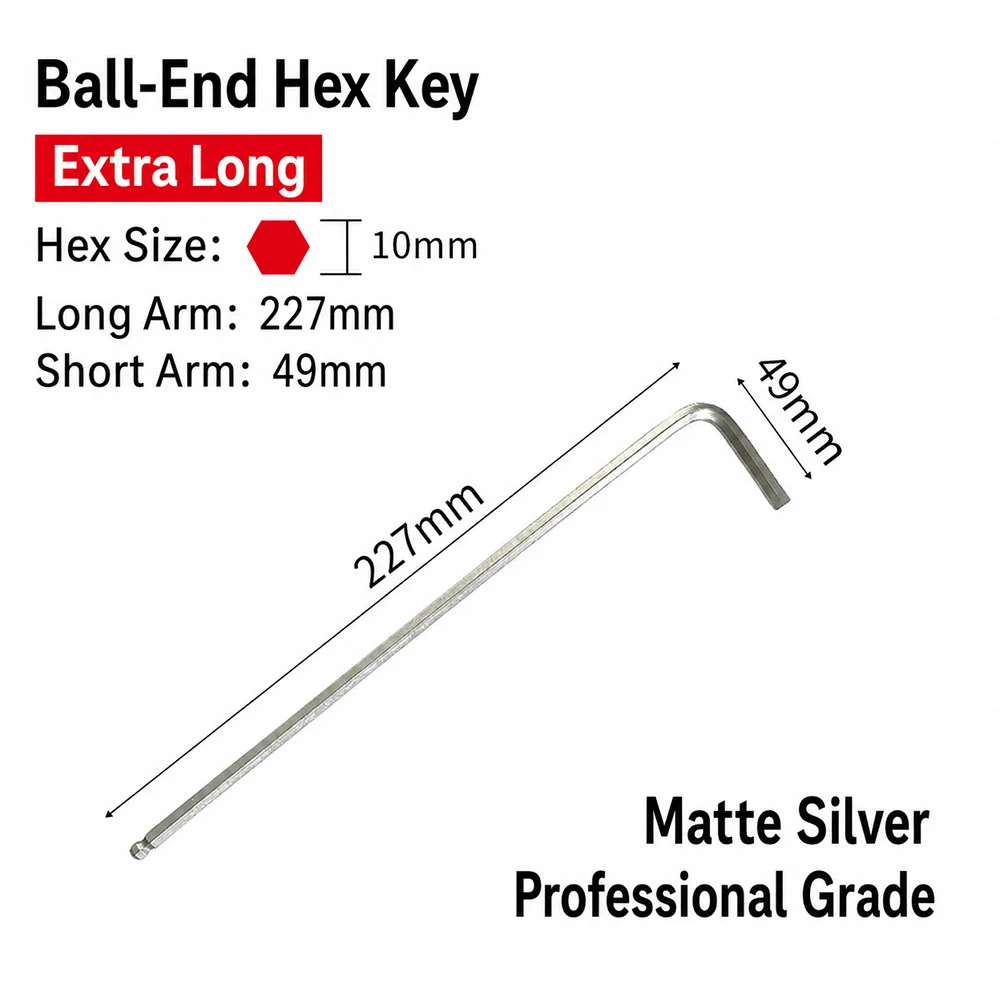 1Pcs 1.5-10mm Extended Hex Allen Key Set 20cm CR-V Steel Extra Long Ball End Hex Key Wrench Ball End Metric System