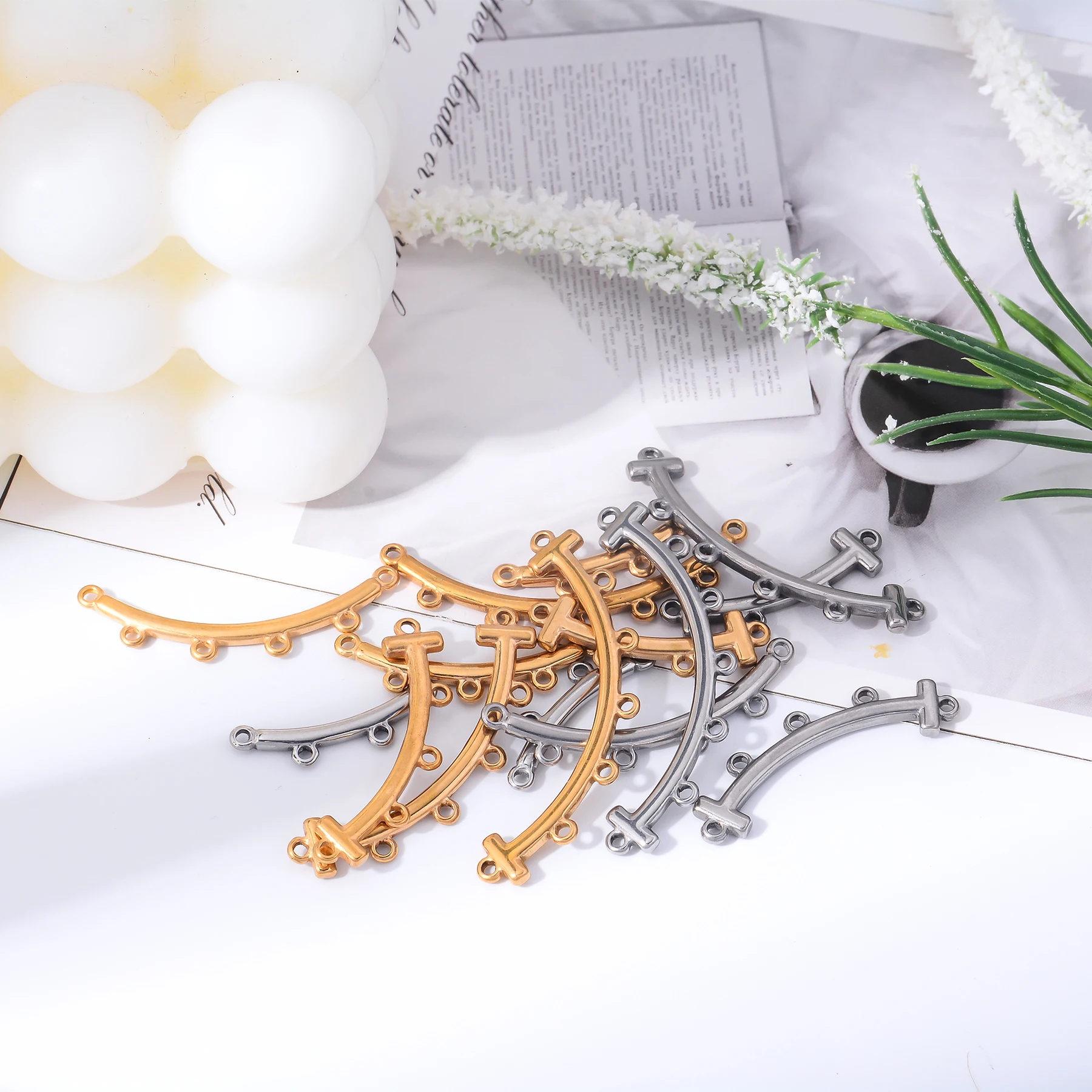 5 قطعة الفولاذ المقاوم للصدأ متعدد الثقوب سحر طبقات المشبك موصلات DIY بها بنفسك بوهو صنع المجوهرات قلادة سوار المشبك لوازم