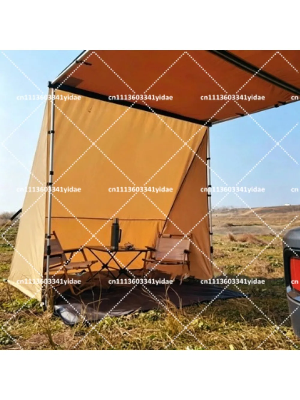 Outdoor Car Side Tent with Windows, Camping Shelter, Storage Bags Included, Projection Screen Canopy