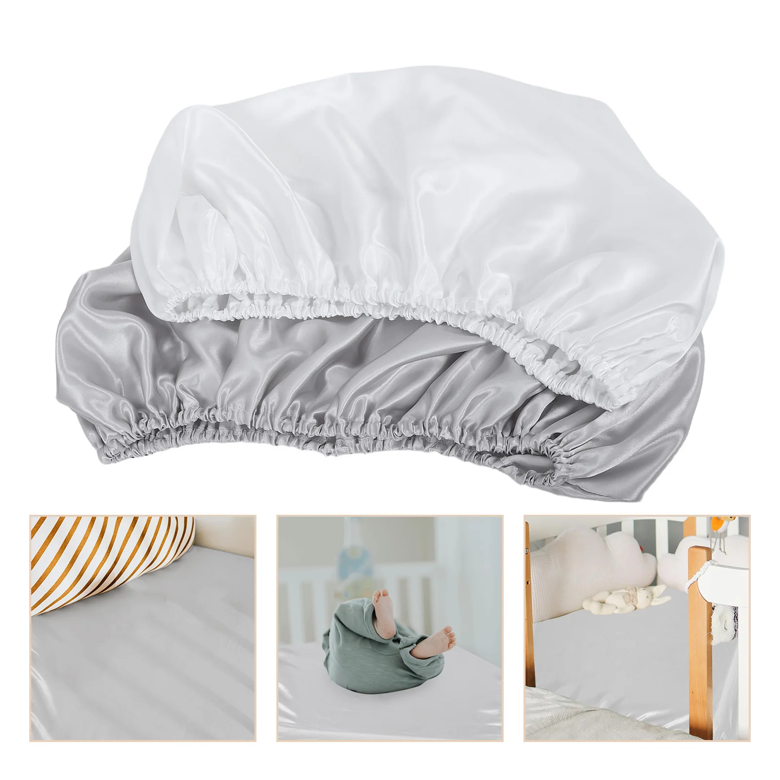 

2Pcs Microfiber Baby Crib Fitted Sheet Breathable Comfortable Removable Design Versatile Use Fine Craftsmanship
