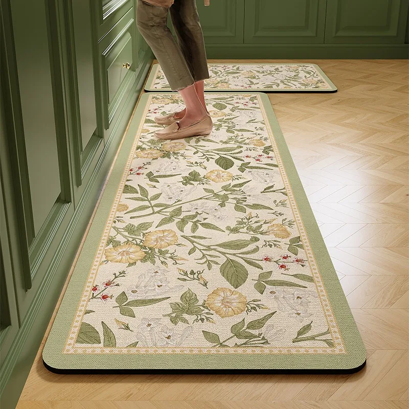 

Kitchen Floor Mat Absorbent Carpet Flowers Diatom Mud Quick-drying Oil Absorp Rug Non-slip Long Foot Mats Home Decor Rugs 주방 카펫