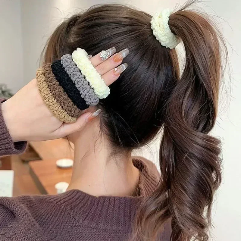 High Elastic Thickened Hair Rope Towel Pleated Seamless Hairs Ties High Ponytail Rubber Band Women Hairs Ring Hair Accessories
