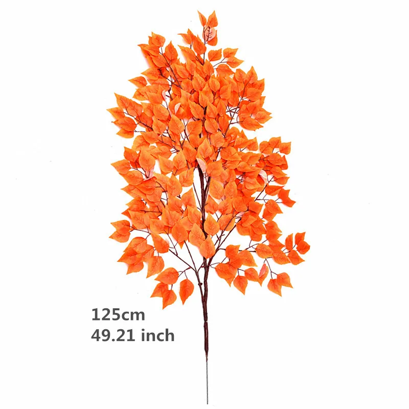 125CM Large Artificial Banyan Tree Plastic Green Plants Red Maple Leaf Yellow Ginkgo Branch Showcase Hotel Home Decor Accessori