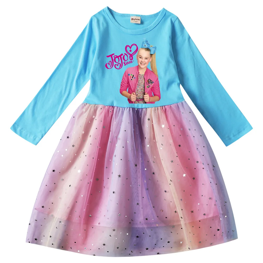 JOJO Siwa Kids Clothes Baby Girl Dress Toddler Girls Halloween Cosplay Costume Child Long Sleeves Casual Princess Dresses