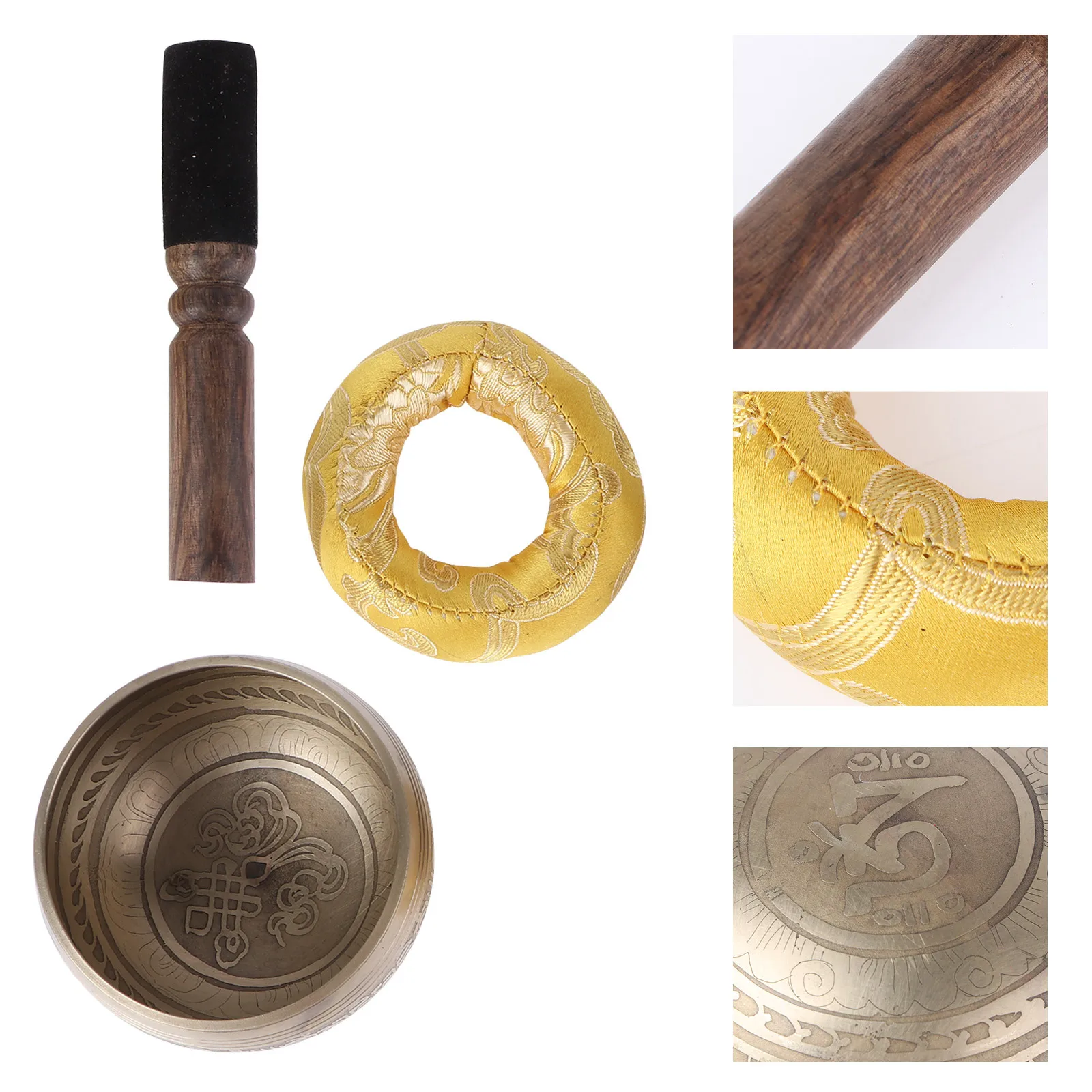 

1Set Meditation Singing Bowl with Cushion Striker Copper Spiritual Sound Bowl for Yoga Healing Mindfulness Relaxation