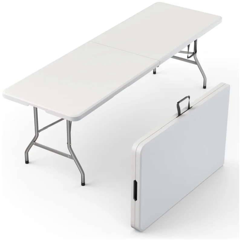 Space 8 Feet Foldable Table with Built in Handle & Steel Legs | Heavy Duty Portable | Perfect for Party, Dining, Wedding, Event