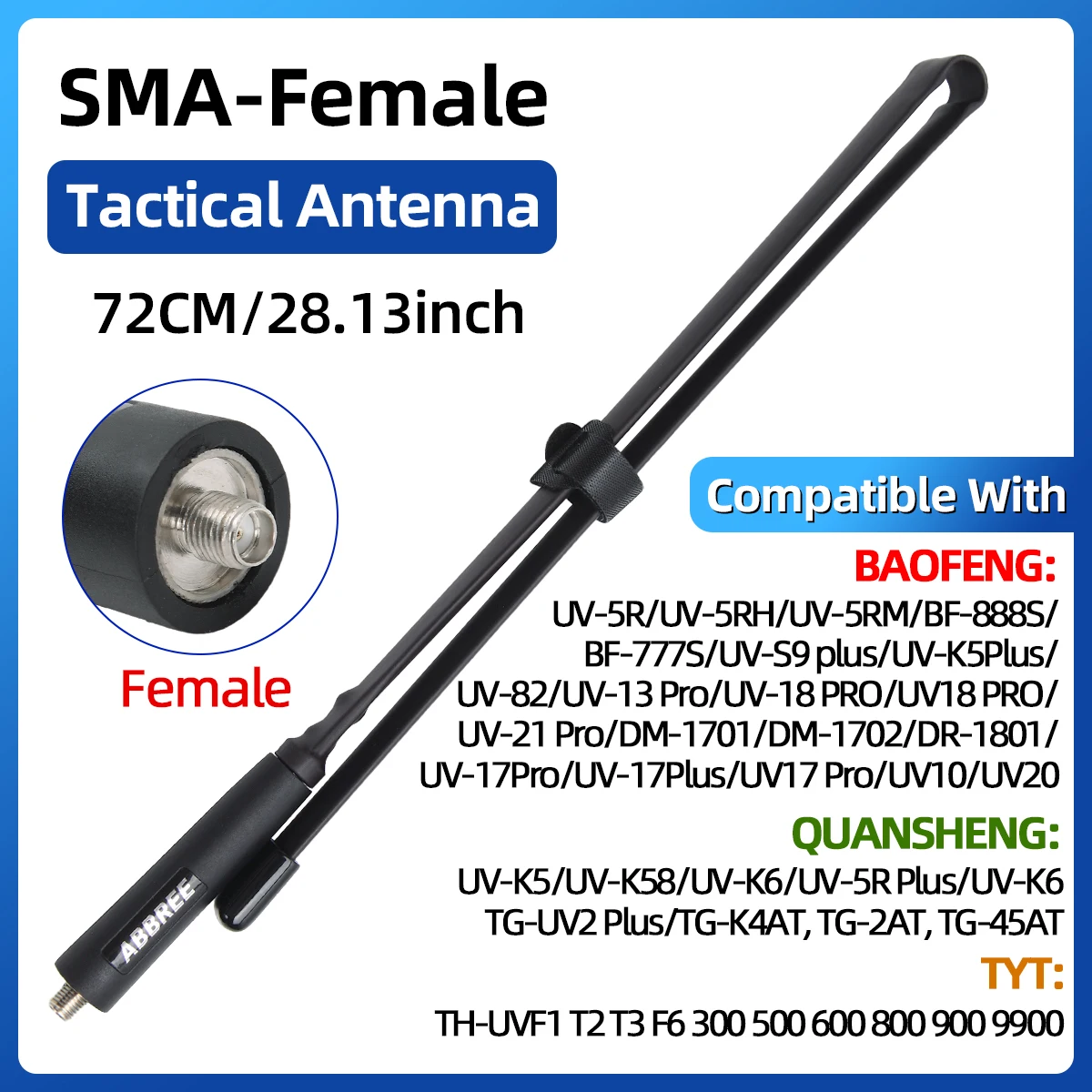 Abbree Cs Tactische Antenne Sma-Vrouwelijke Dual Band Vhf Uhf 144/430Mhz Opvouwbaar Voor Walkie Talkie Baofeng UV-21 UV-5R Quansheng K5