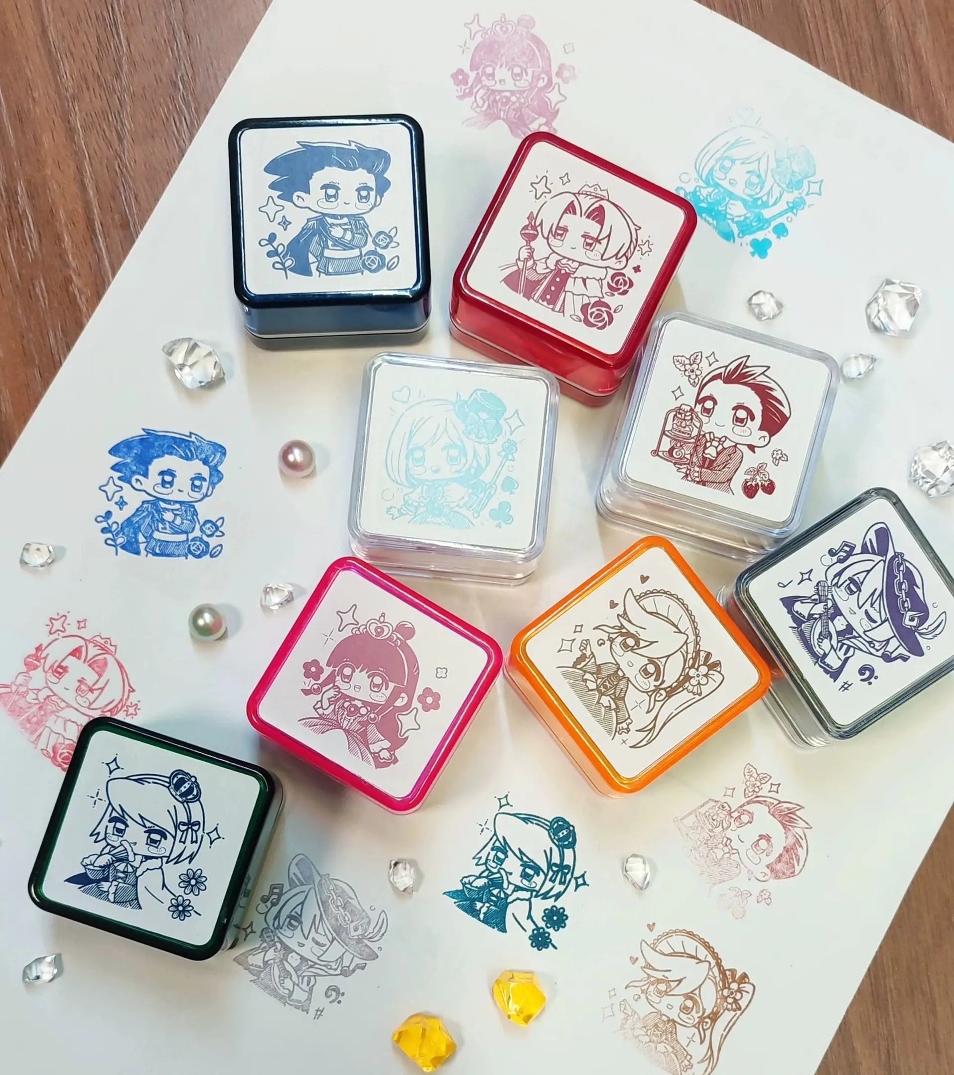 Anime Ace avocat Phoenix Wright Miles Edgeworth Mei Maya Fey Cosplay photosensibilisation encre sceau dessin animé timbre Stamper chevalière cadeau