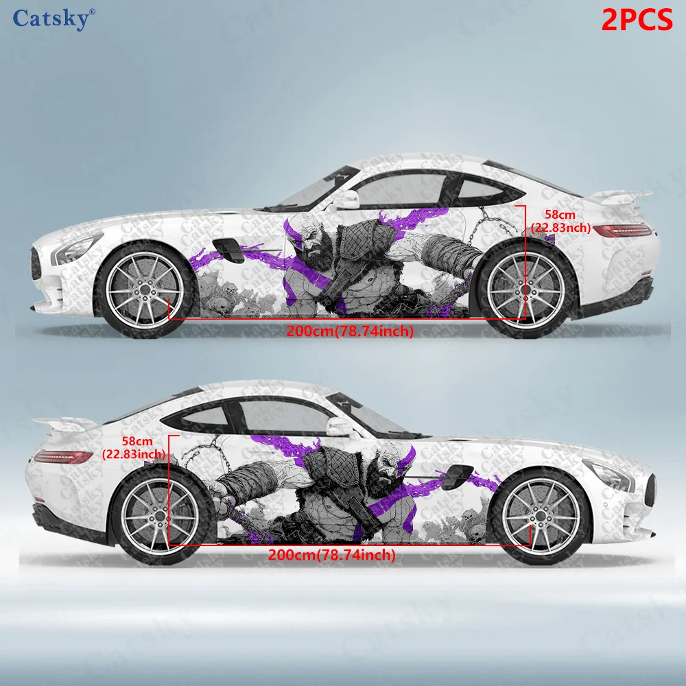 2pcs.God of War Wolf Pack Car Side Wraps, Self-Adhesive PVC Waterproof & Scratch-Resistant Stickers, Car Accessory Gift