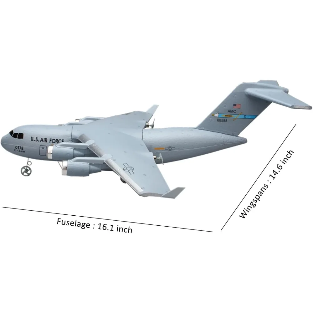 Avião RC de 2 canais C-17, modelo pronto para voar para crianças e adultos, ideal para iniciantes