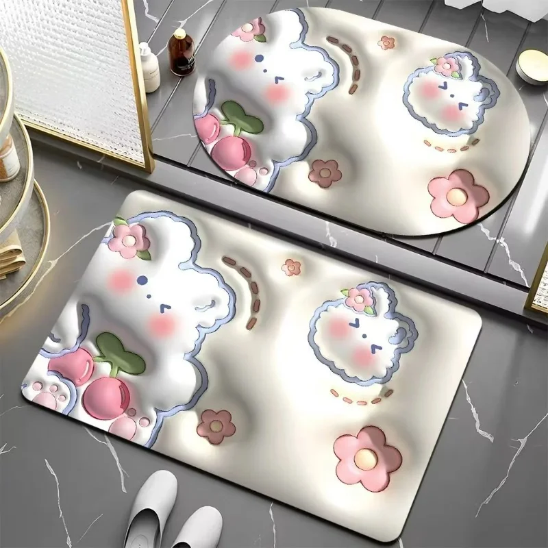 3D Cartoon Three-dimensional Diatom Mud Floor Mat Bathroom Foot Mat Anti Slip Mat Bathroom Quick Drying Floor Mat