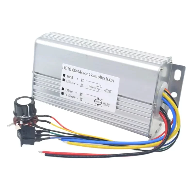 DC 10V-60V DC Motor Speed Controller 100A Reversible PWM Control Forward Reverse Switch 12V 24V 36V 48V Motor Controller