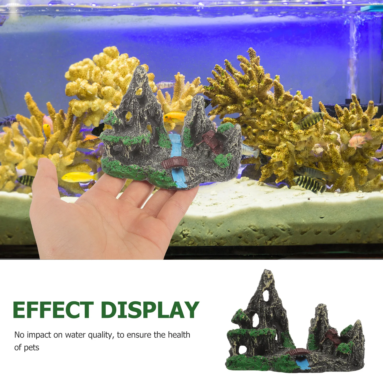 

Fish Tank Mountain Decor Resin Rockery Aquarium Ornament Small Compact Safe Material Suitable for All Fish Tanks