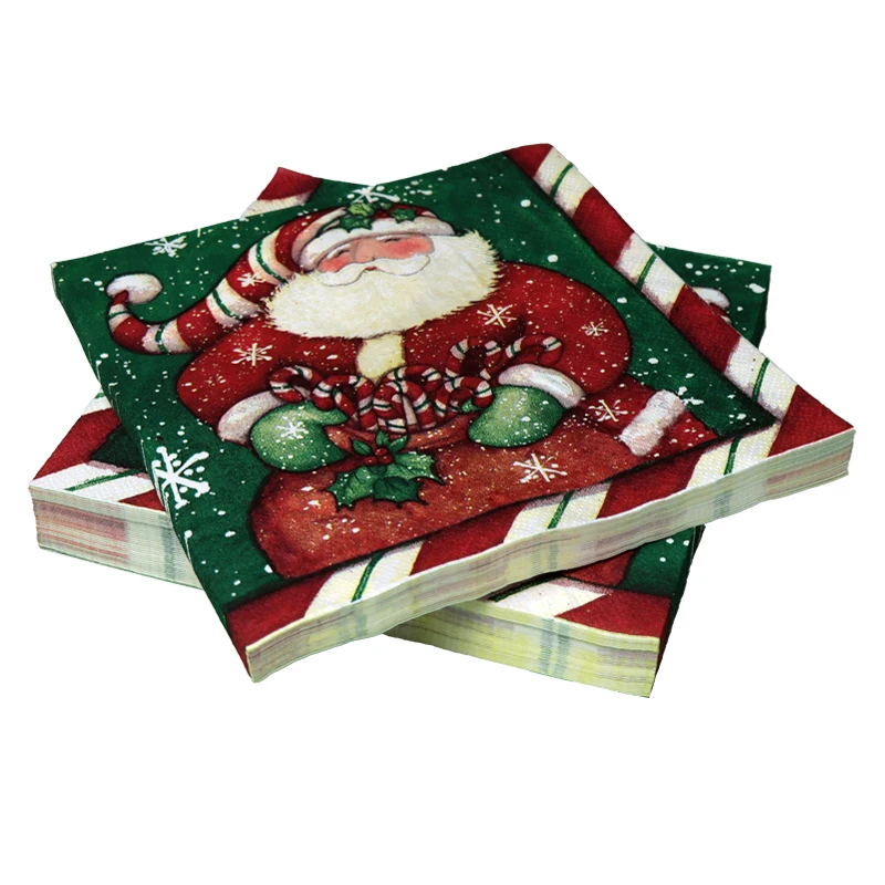 

50 pieces per pack 3layers thickening colored printed paper napkins christmas party tissues 33*33cm square disposable napkins
