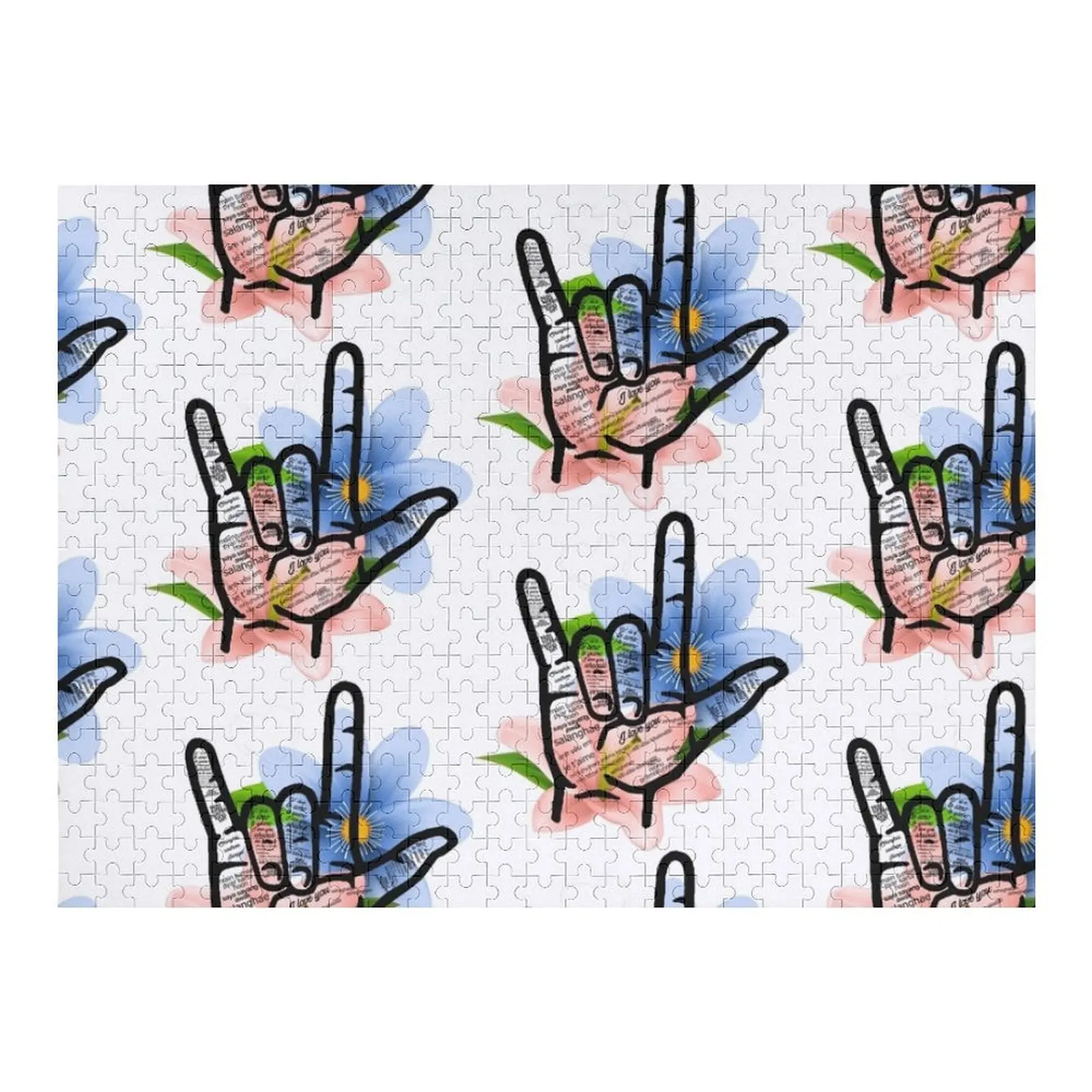 

ASL Sign I Love You In 40 Different Languages Jigsaw Puzzle Picture Photo Personalized Gifts Puzzle