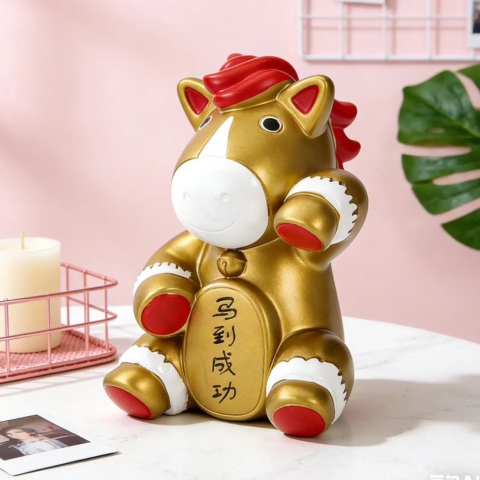 

Креативная копилка в виде очаровательной лошадки из смолы, мультяшная, милая, в форме животного, большая вместимость, прочная, для накопления денег, декор для дома