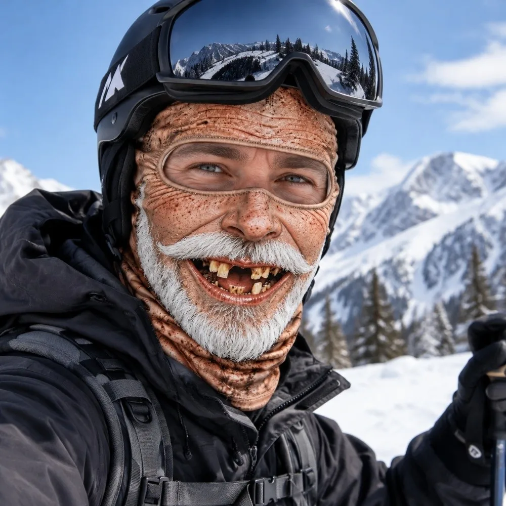 Prank 3D Printed Funny Realistic Face Ski Mask Warm Full Face Coverage Ski Mask Printed Design Windproof Neck Gaiter Mask Skiing