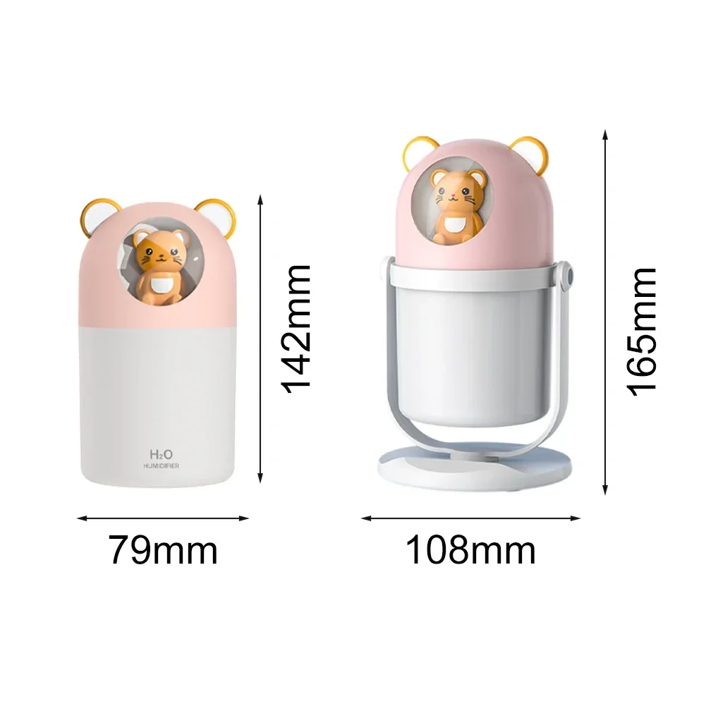 رذاذ سعة كبيرة USB ضوء ليلي صامت صغير لتنقية الهواء المرطب لملحقات أداة تحسين المنزل في المخزون