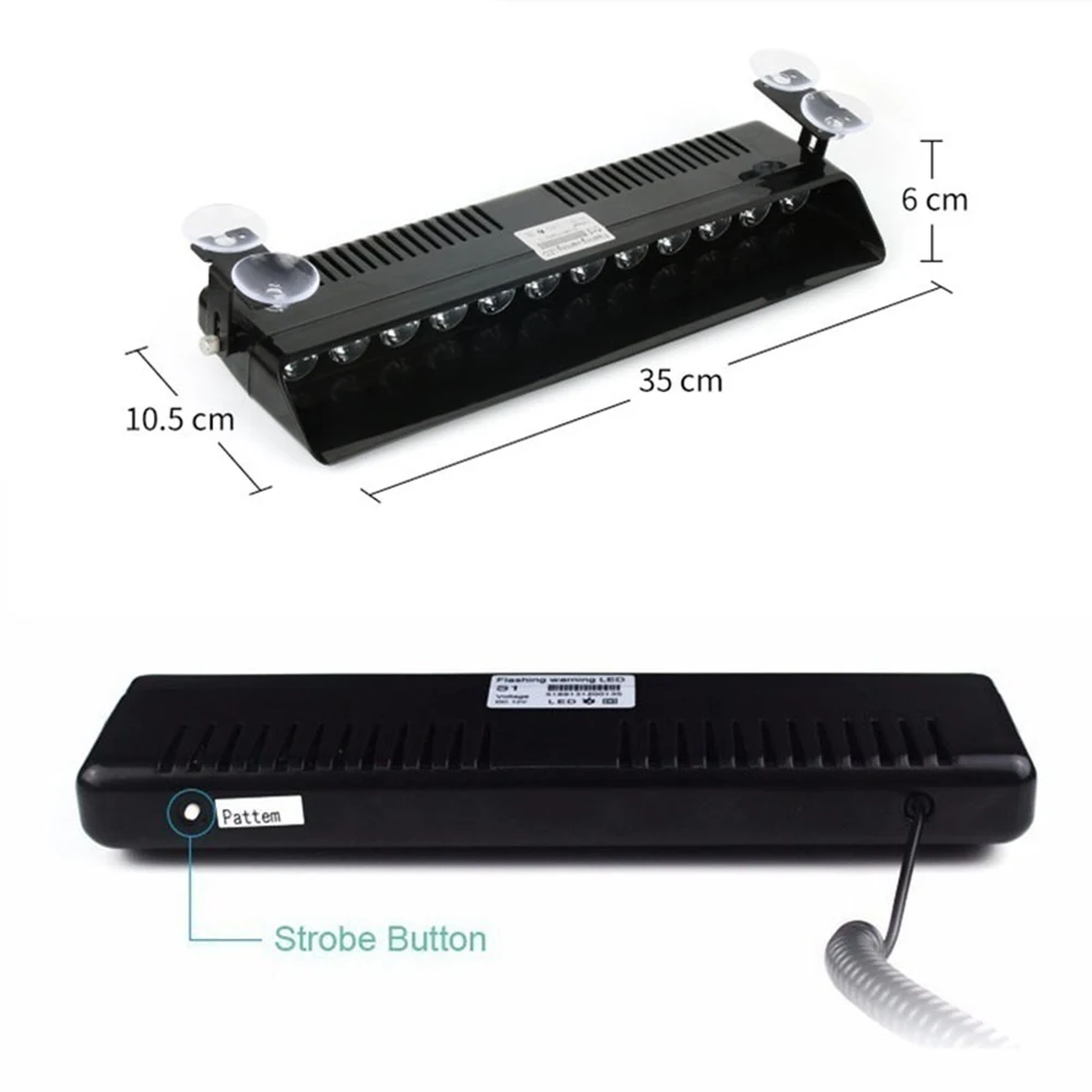 Lumière d'iode clignotante pour pare-brise de voiture, signal lumineux, stroboscope, lumière d'urgence, véhicule de police, universel, 12LED