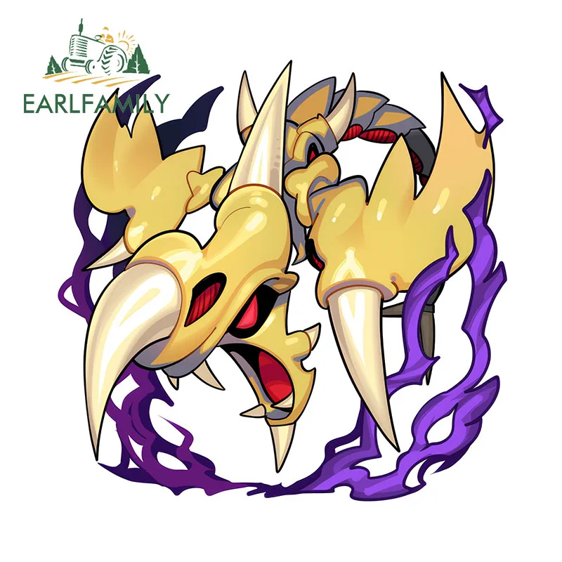 Earlfamily โคมไฟรูปมังกร13ซม. x 12.8ซม. สติกเกอร์รถอุปกรณ์ตกแต่งรถยนต์เกมลาย Monster King JDM สติกเกอร์กันแดดที่น่าขบขัน