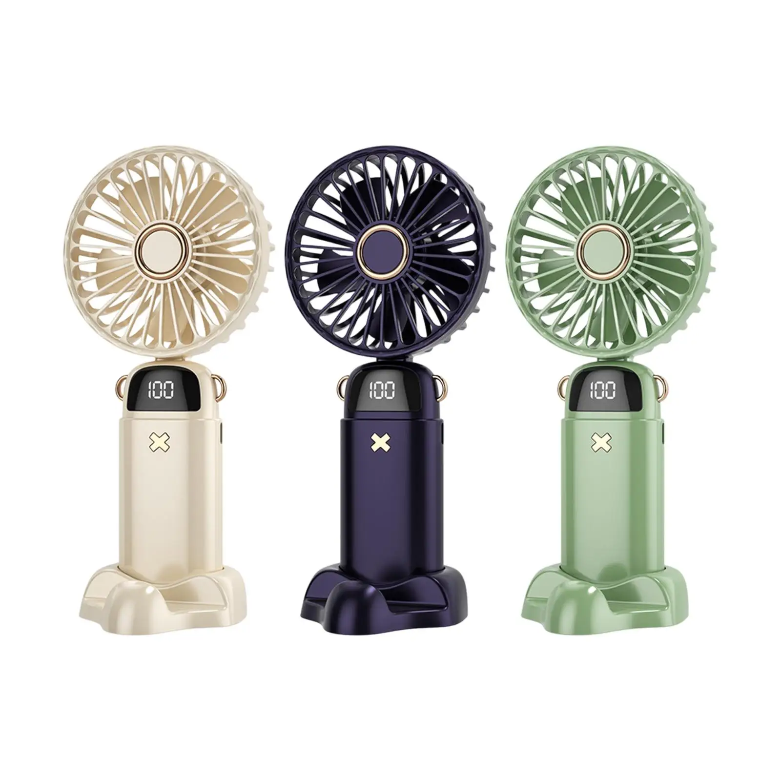 Mini Portable Fan Personal Small Desk Fan 5 Speeds with Base USB Rechargeable Handheld Fan for Outdoor Girl Travel Beach