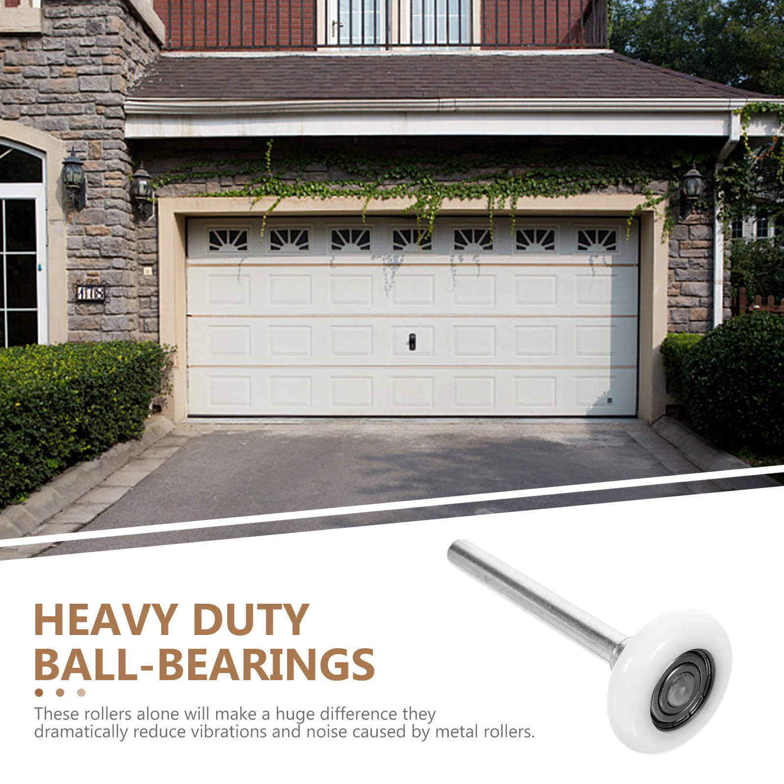 

Heavy Duty Nylon Garage Door Rollers with Stem Smooth Rolling Steel Wheel Replacement for Garage Doors Nylon Ball-Bearings Use