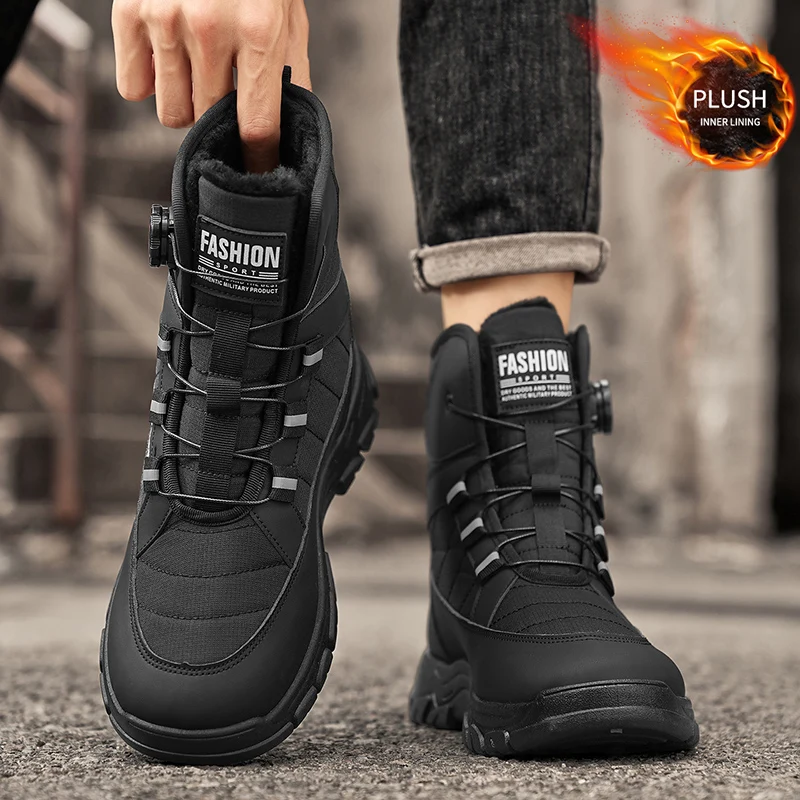 Herren-Schneestiefel, geeignet für den Winter, High-Top-Design, komfortables Futter, stilvolles Obermaterial, ausgezeichnete Wärmeisolierung und Tragekomfort. – Detail 5