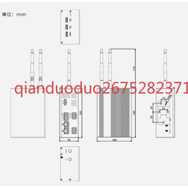 Suitable for Raspberry Pi CM4 ED-IPC2630 industrial computer, industrial IoT switch DI DO dual network port 232 485