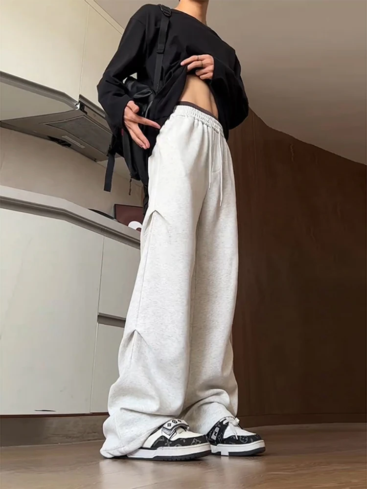 

Heavyweight Hooded Pants Men's Spring Autumn American Retro Hiphop Pants Casual Long Trousers Floral ey Folded Straight Leg