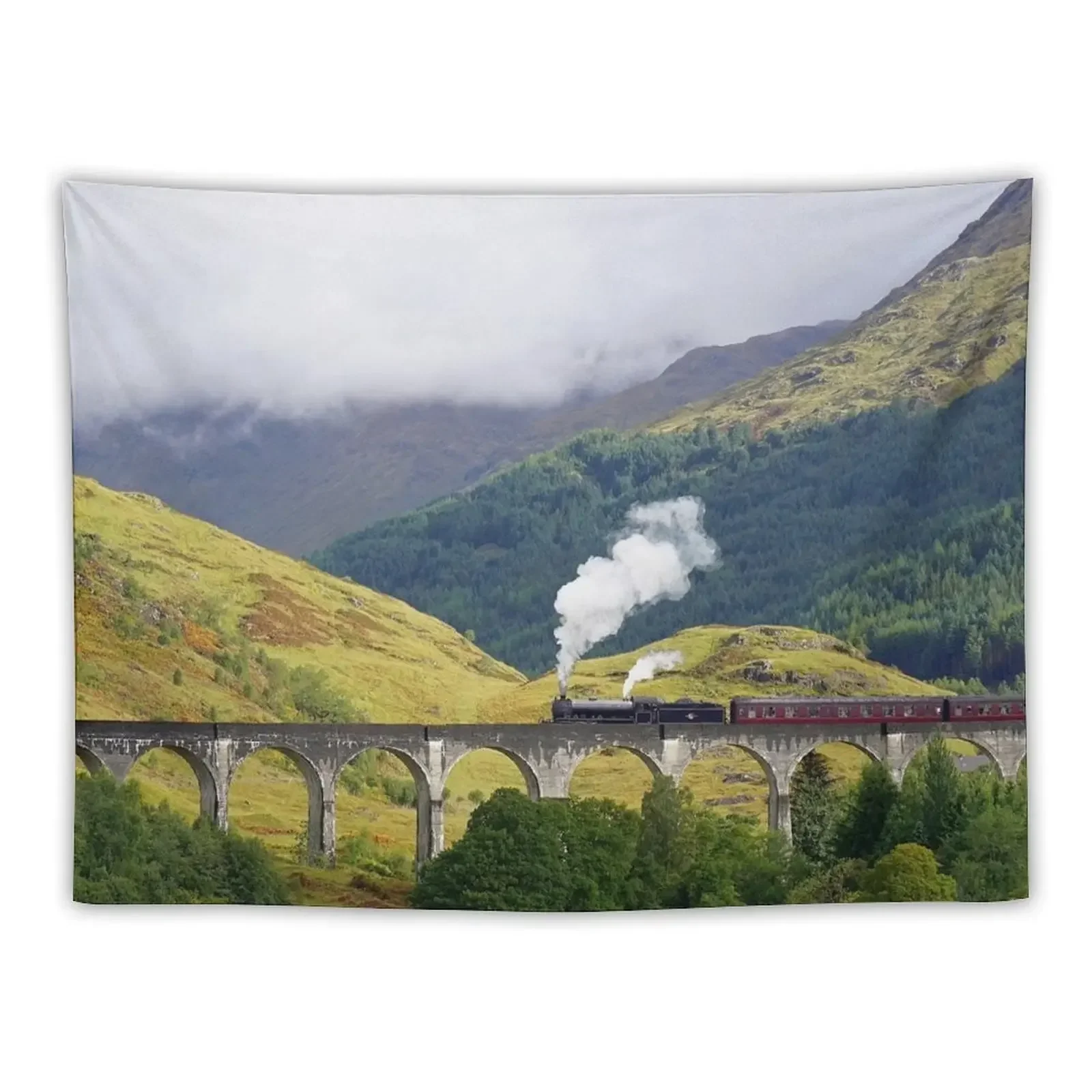 

Glenfinnan Viaduct and The Jacobite Steam Train Tapestry Wall Mural Mushroom Tapete For The Wall Tapestry